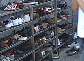 racks of shoes
